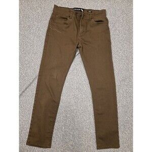 Stone Falcon Slim Fit Brown Denim Straight Jeans 5-Pocket Button Zip Men's